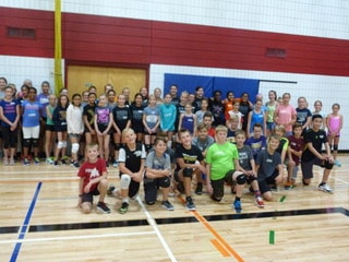 Fall Volleyball Camp - Group photo of fall camp athletes and coaches