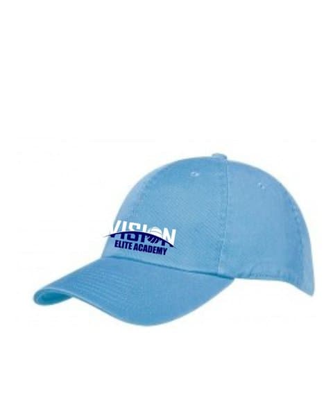 Light blue VISION baseball cap with an embroidered Vision Elite Academy logo