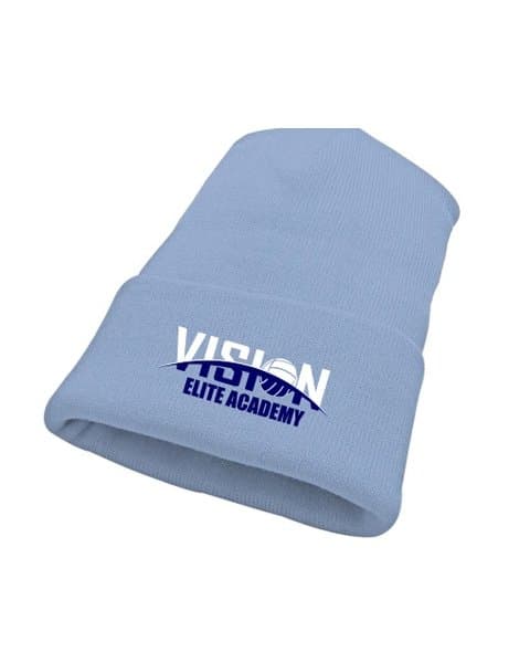 Light blue cuffed VISION toque with an embroidered Vision Elite Academy logo